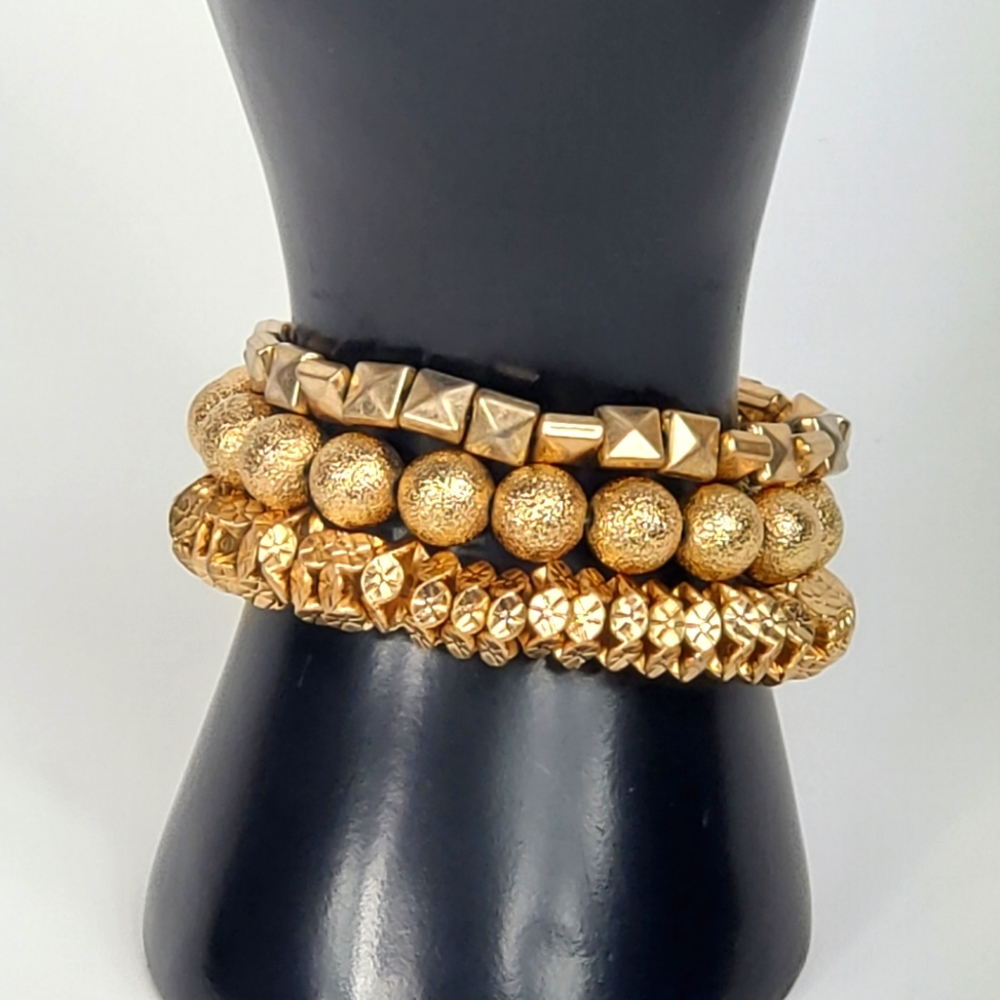 3 Textured Boho Stacked Bracelets